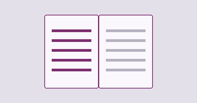 Open rule booklet illustration in plum and lavender